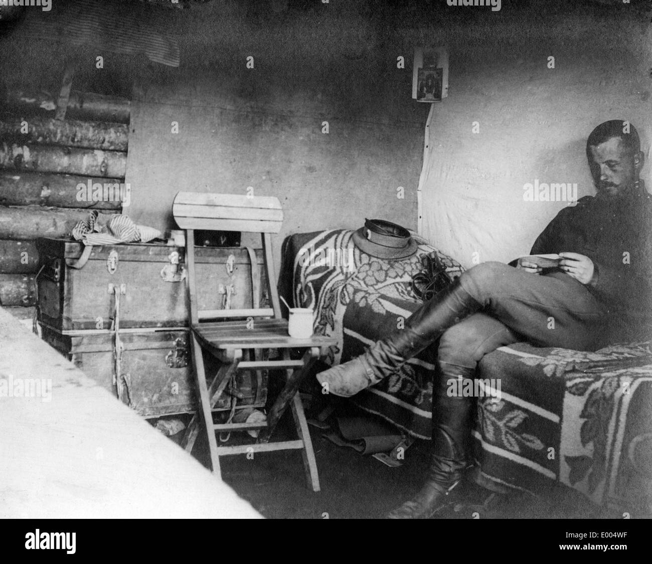 Russian officer in his quarters, 1915 Stock Photo