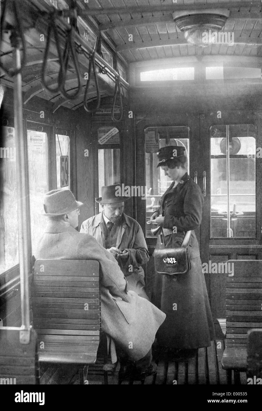 Female ticket collector in Vienna, 1916 Stock Photo