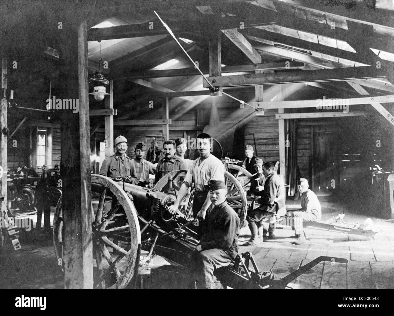 Austro-Hungarian reparation workshop, 1917 Stock Photo