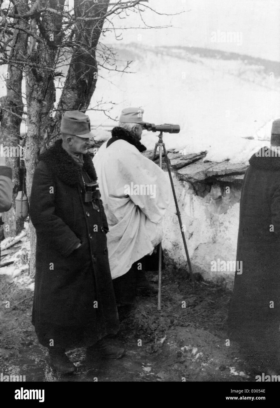 Austro-Hungarian artillery observation post in the Carpathians, 1915 Stock Photo