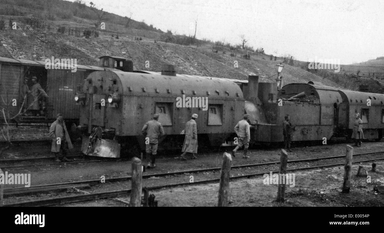 Austro-hungarian armoured train in the Carpathians, 1915 Stock Photo
