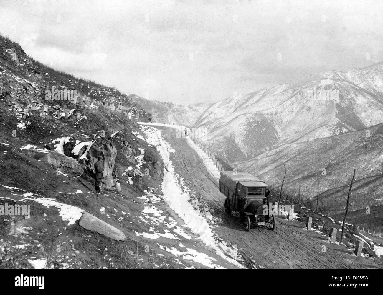 Mountain road in Albania, 1916 Stock Photo