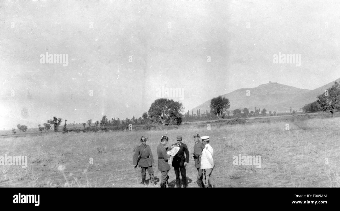 German officers at the ruins of Philippi, 1916 Stock Photo