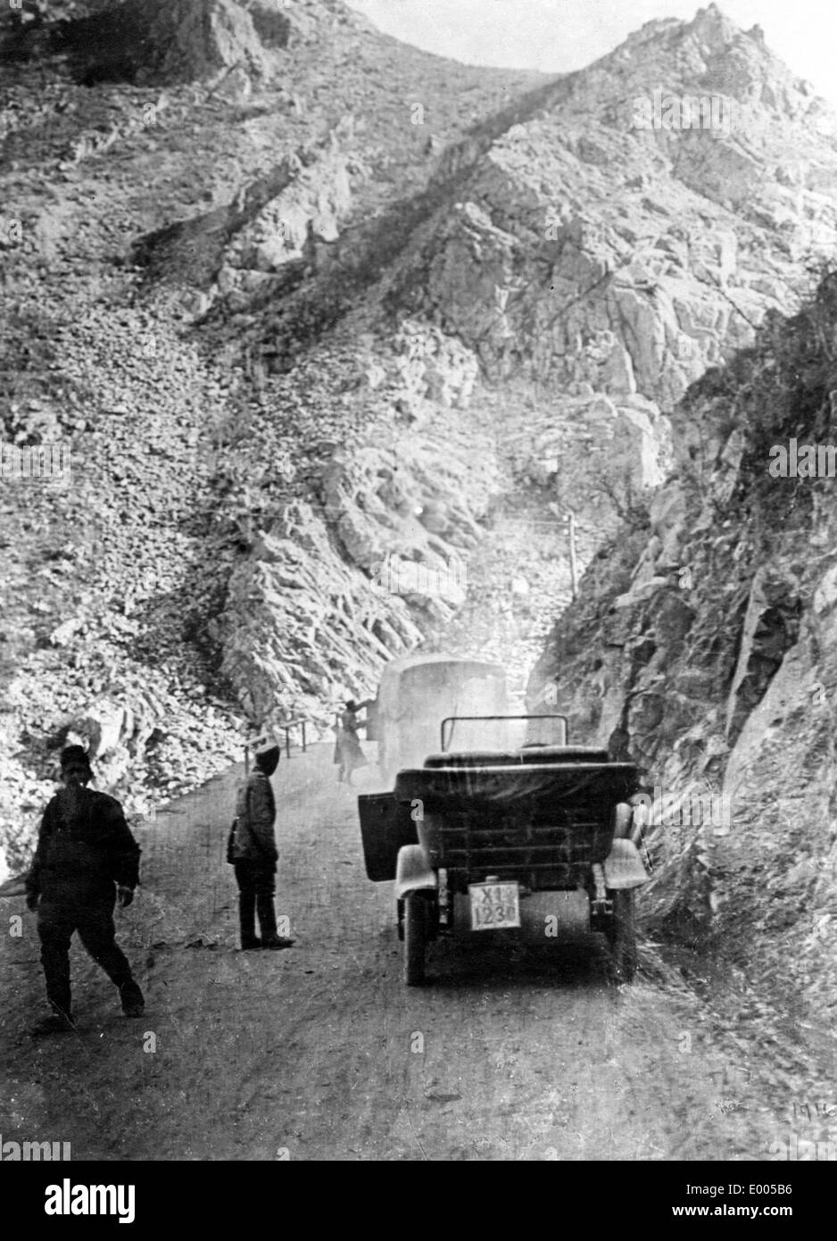 German troop train in the Macedonian mountains, 1918 Stock Photo