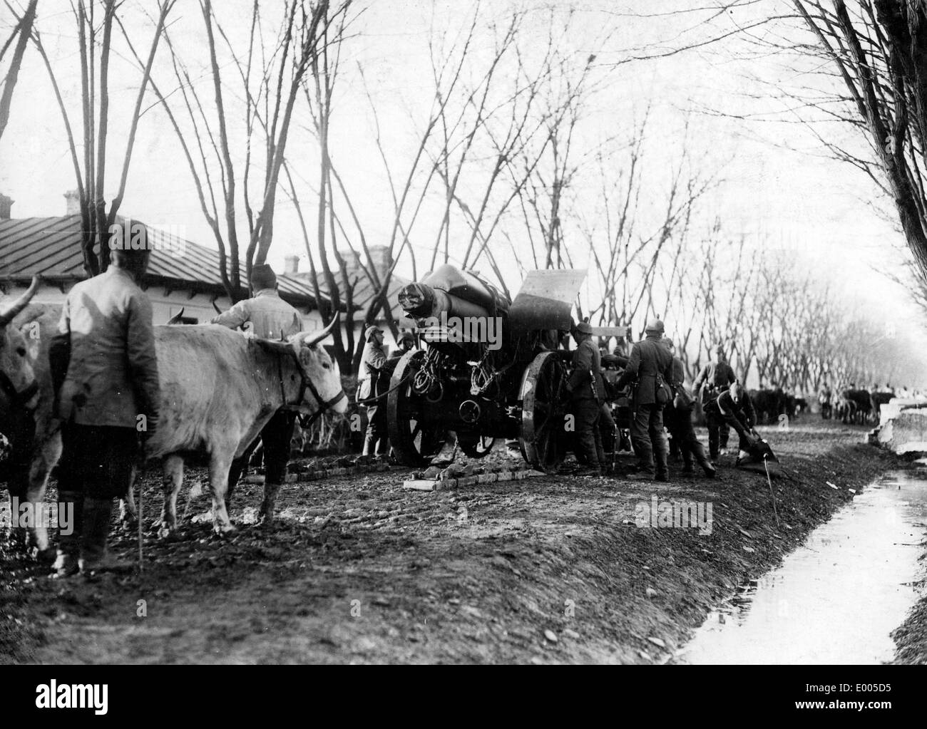 Emplacing heavy artillery, 1917 Stock Photo