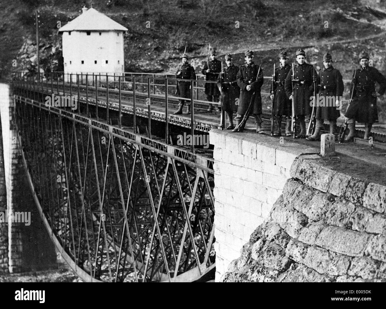 A railroad bridge in Serbia, 1914 Stock Photo