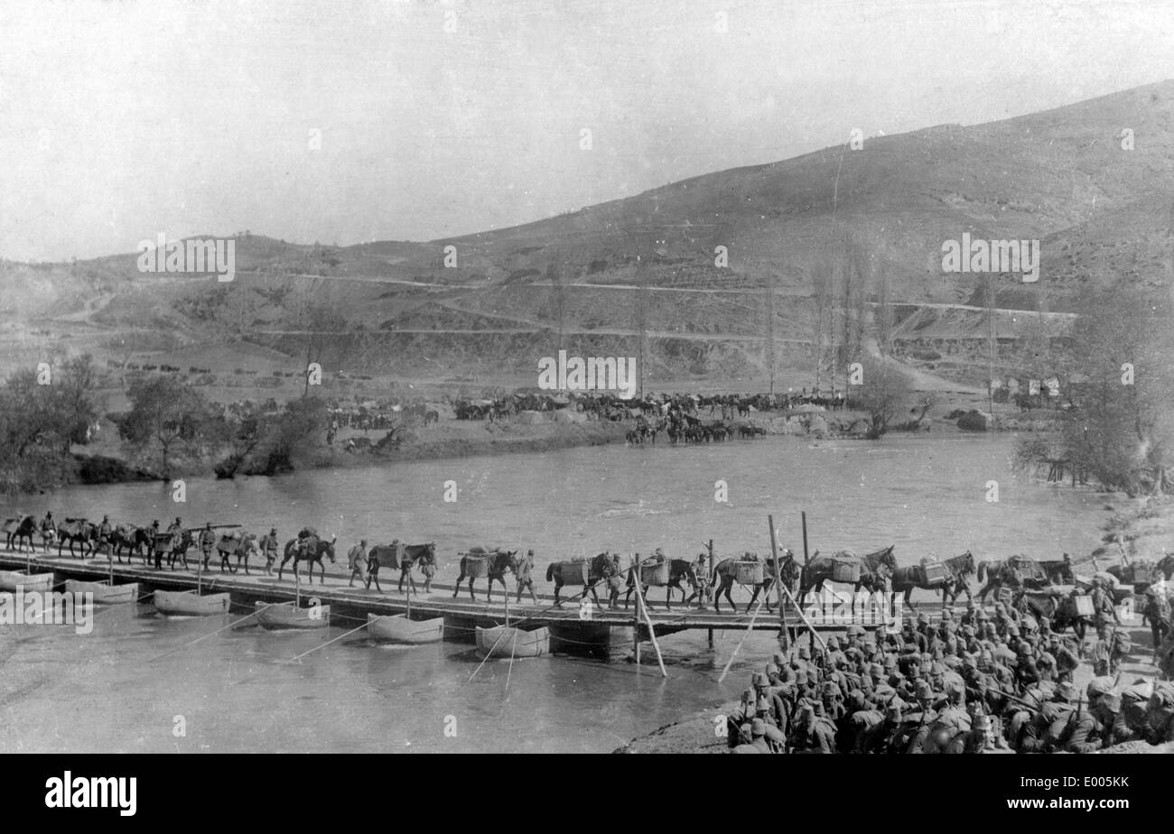 Pack train in Serbia, 1916 Stock Photo