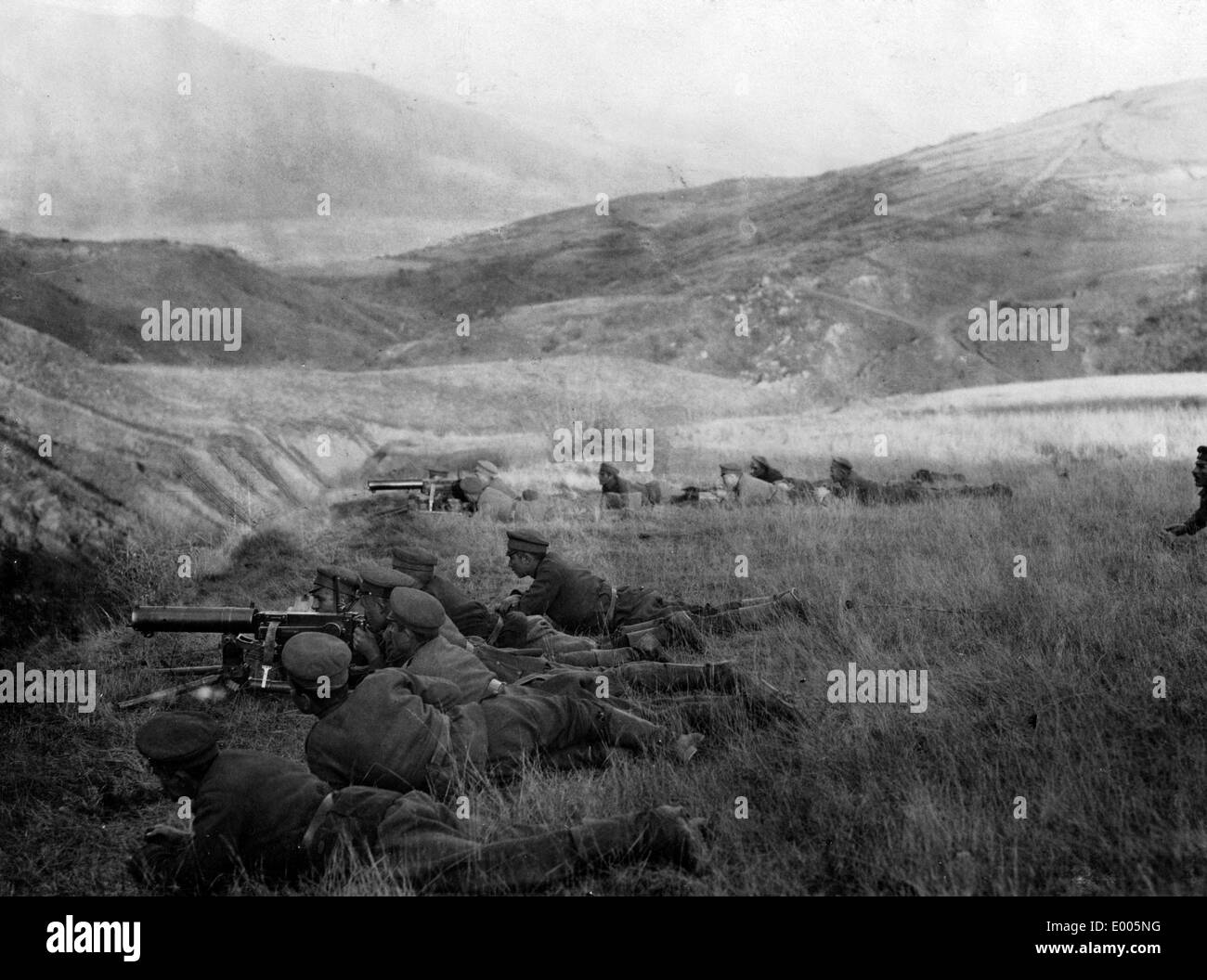 Bulgarian machine gun division close to Bitola, 1917 Stock Photo