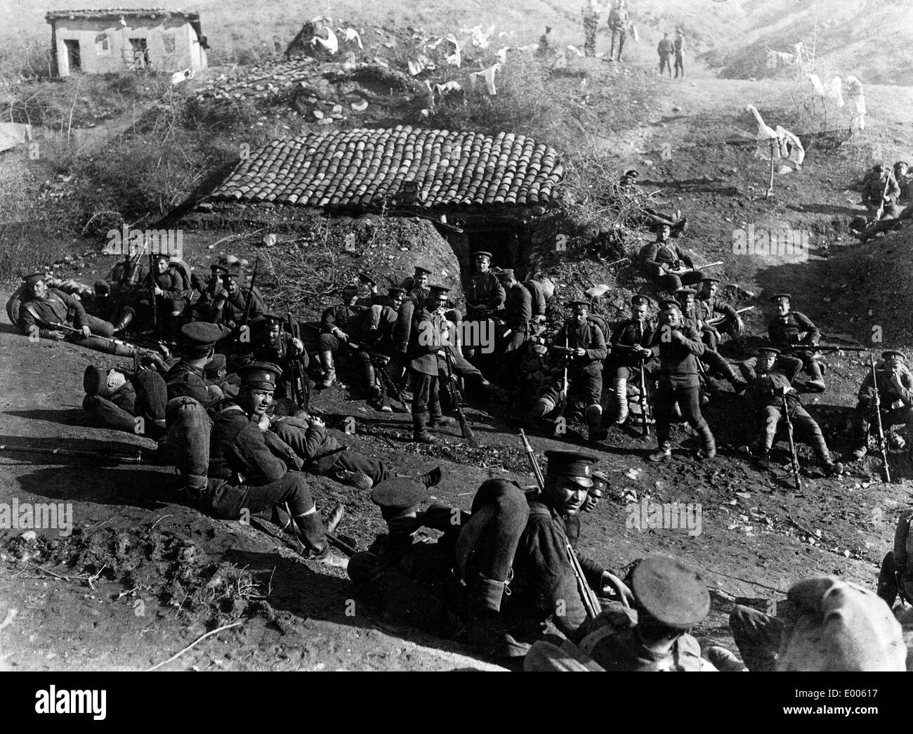 Bulgarian troops at the Dojran Front, 1917 Stock Photo