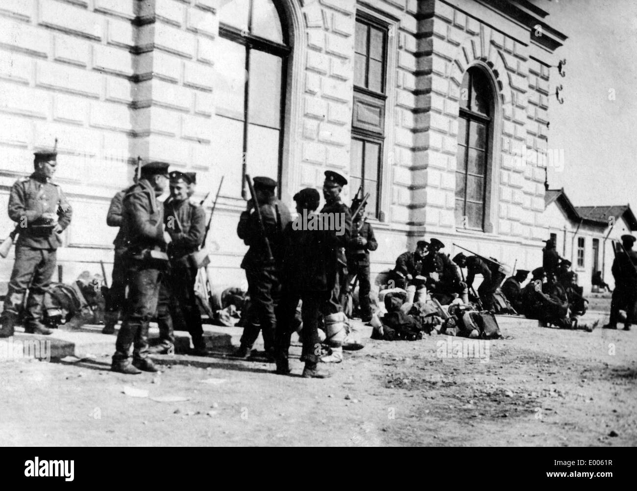 Bulgarien reserves in front of a barrack in Sofia, 1915 Stock Photo
