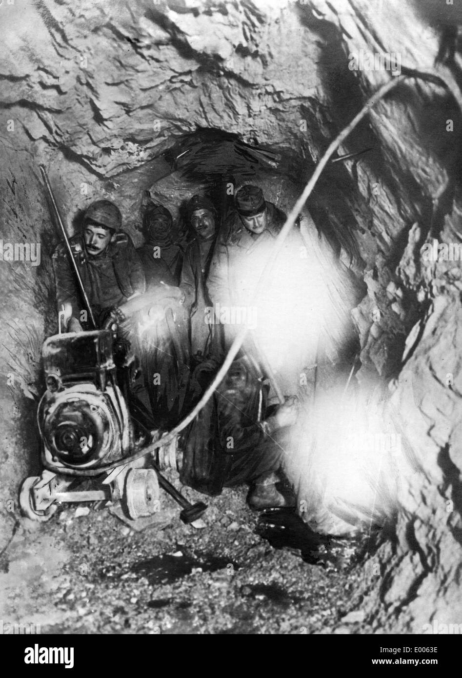 Wartime mining in the Alps, 1916 Stock Photo