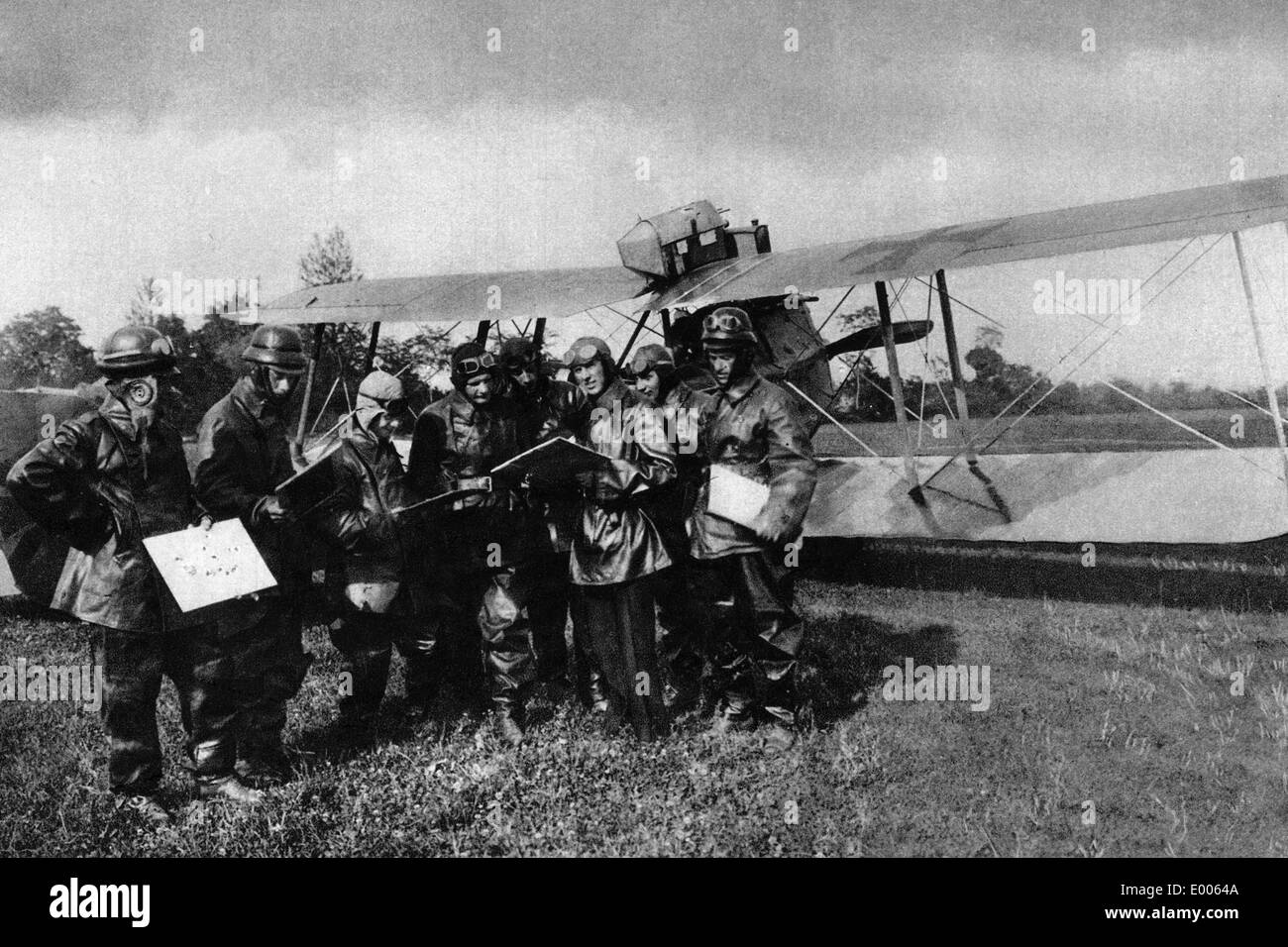 Austrian-Hungarian pilots before start in World War I Stock Photo