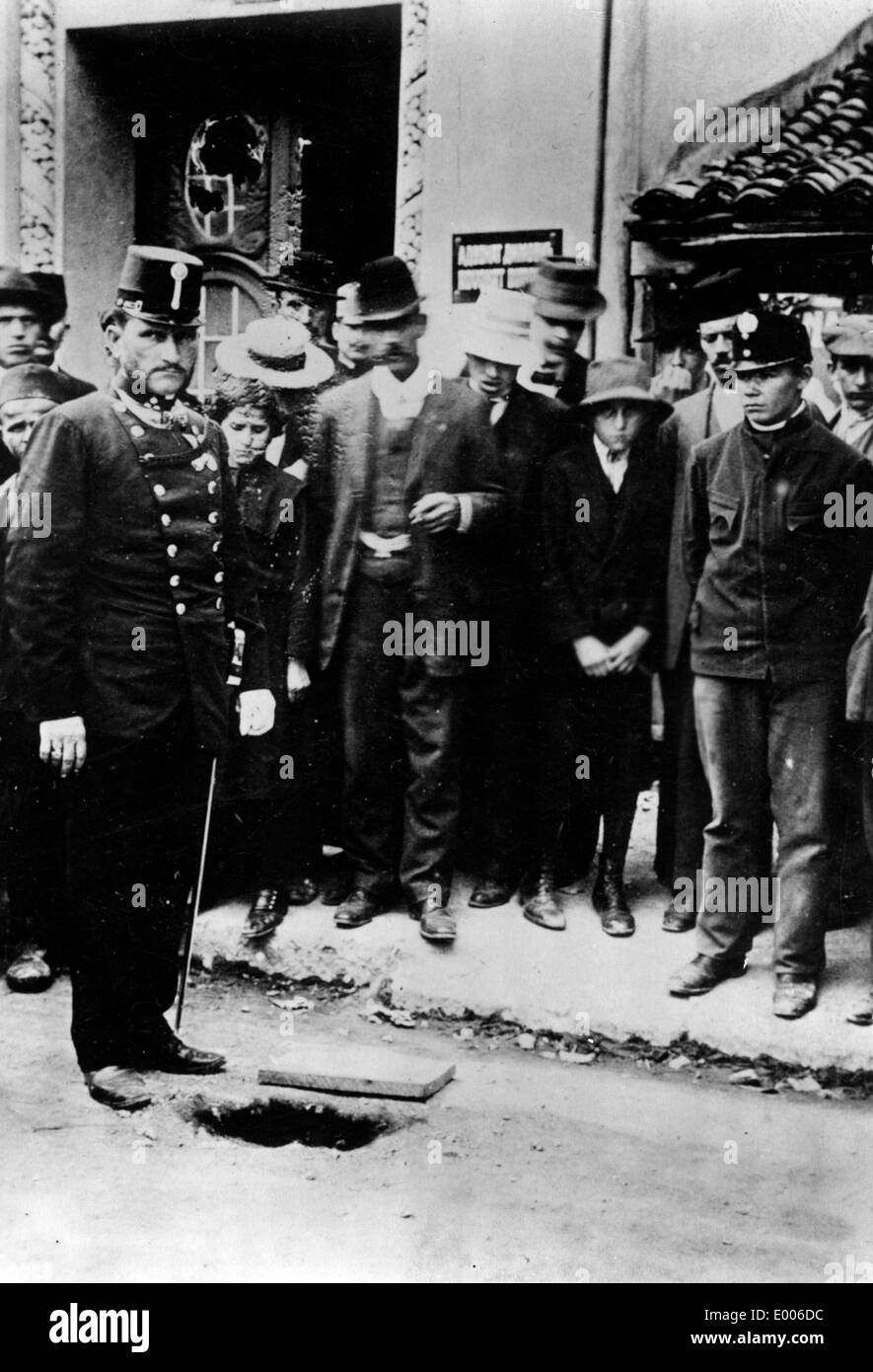 Bomb attack on the Archduke Franz Ferdinand in Sarajevo, 1914 Stock Photo