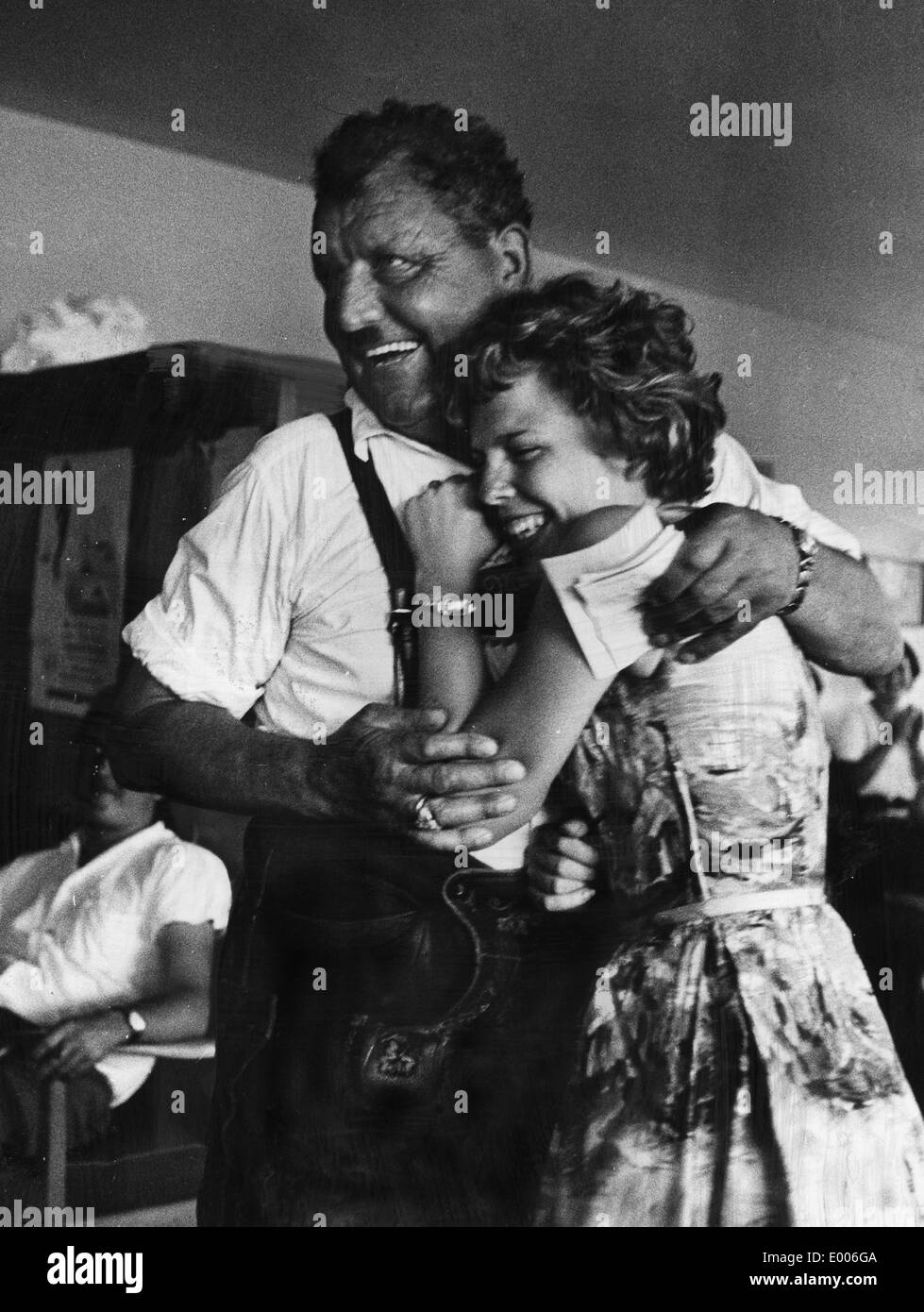 Bid goodbye to travelers in Ruhpolding, 1965 Stock Photo