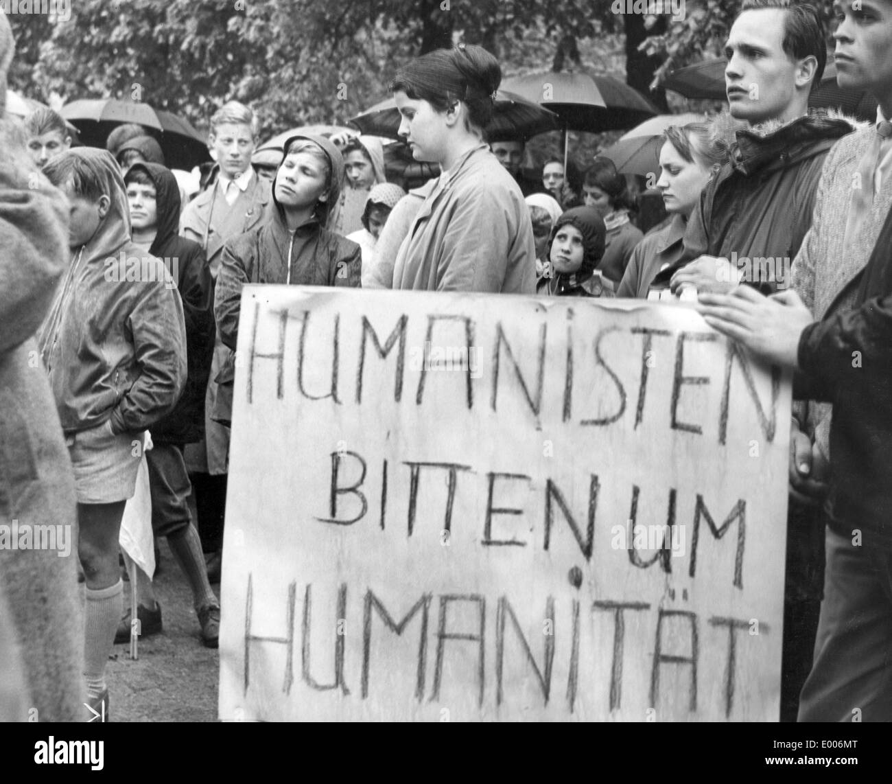 Demonstration in Munich against the nuclear armament of the Bundeswehr, 1958 Stock Photo