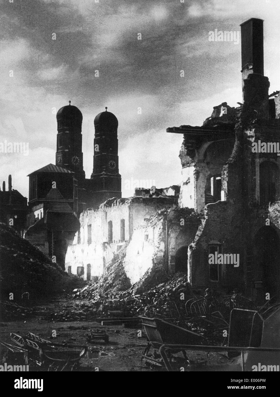 The devastated Munich, 1945 Stock Photo