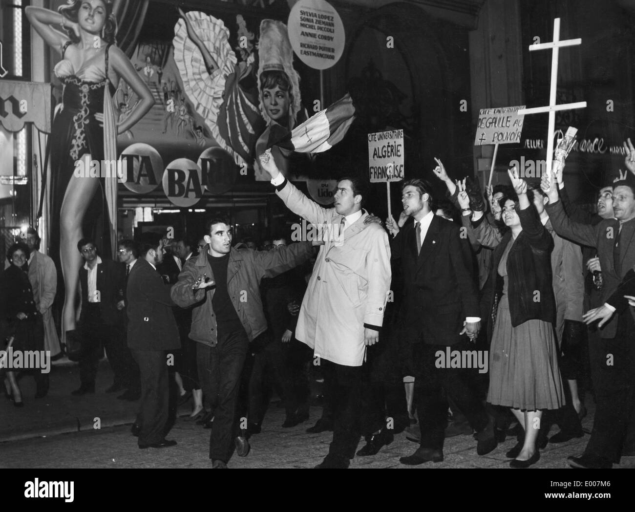 Gaullist demonstration, 1958 Stock Photo