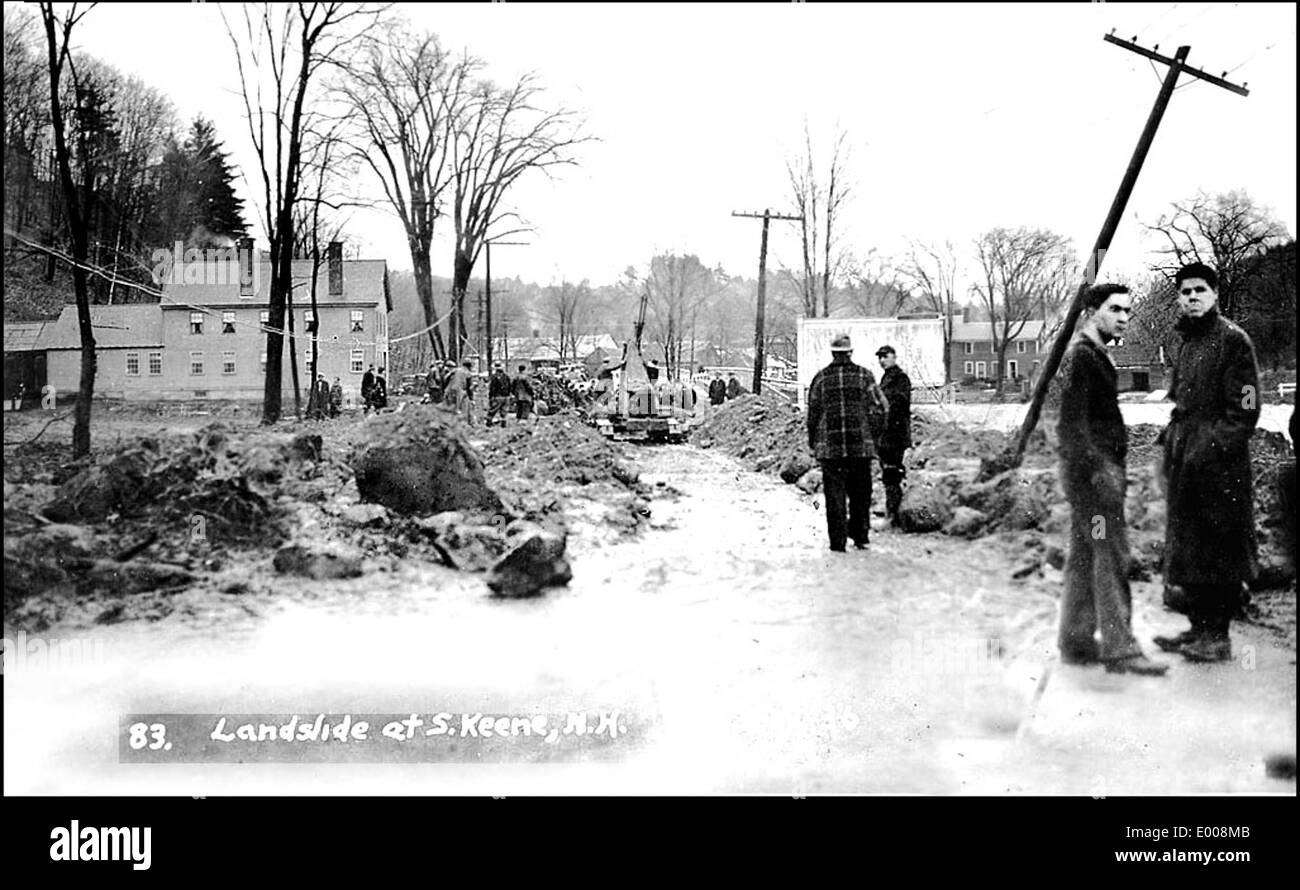 Flood of 1936, Keene NH - Landslide in South Keene Stock Photo