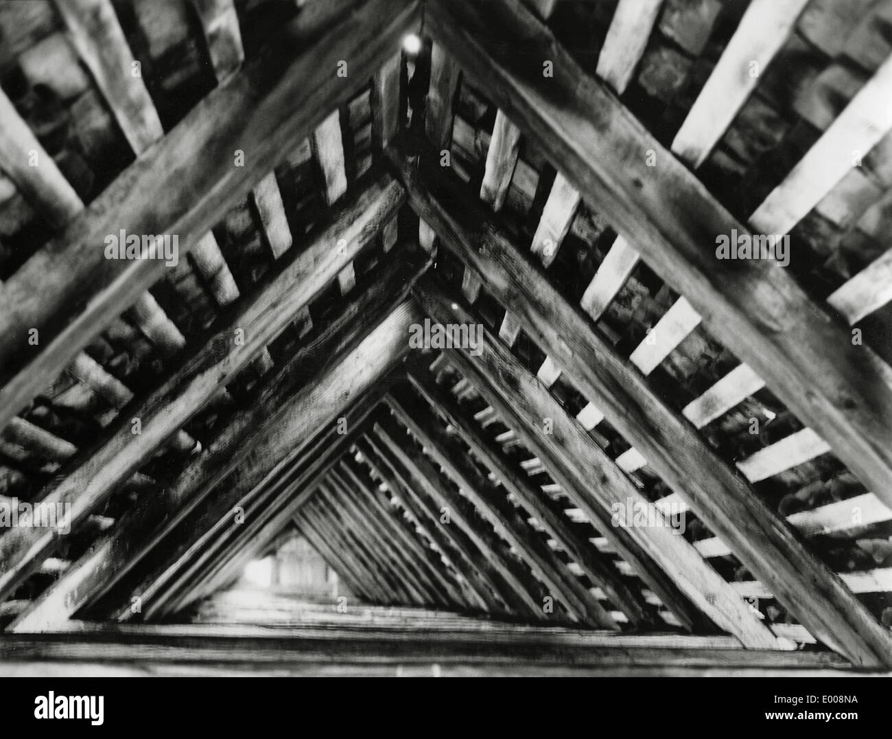 Timber roof truss Stock Photo