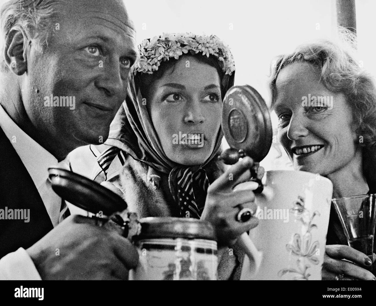Curd Juergens, Eva Bartok and Marion Juergens, 1955 Stock Photo