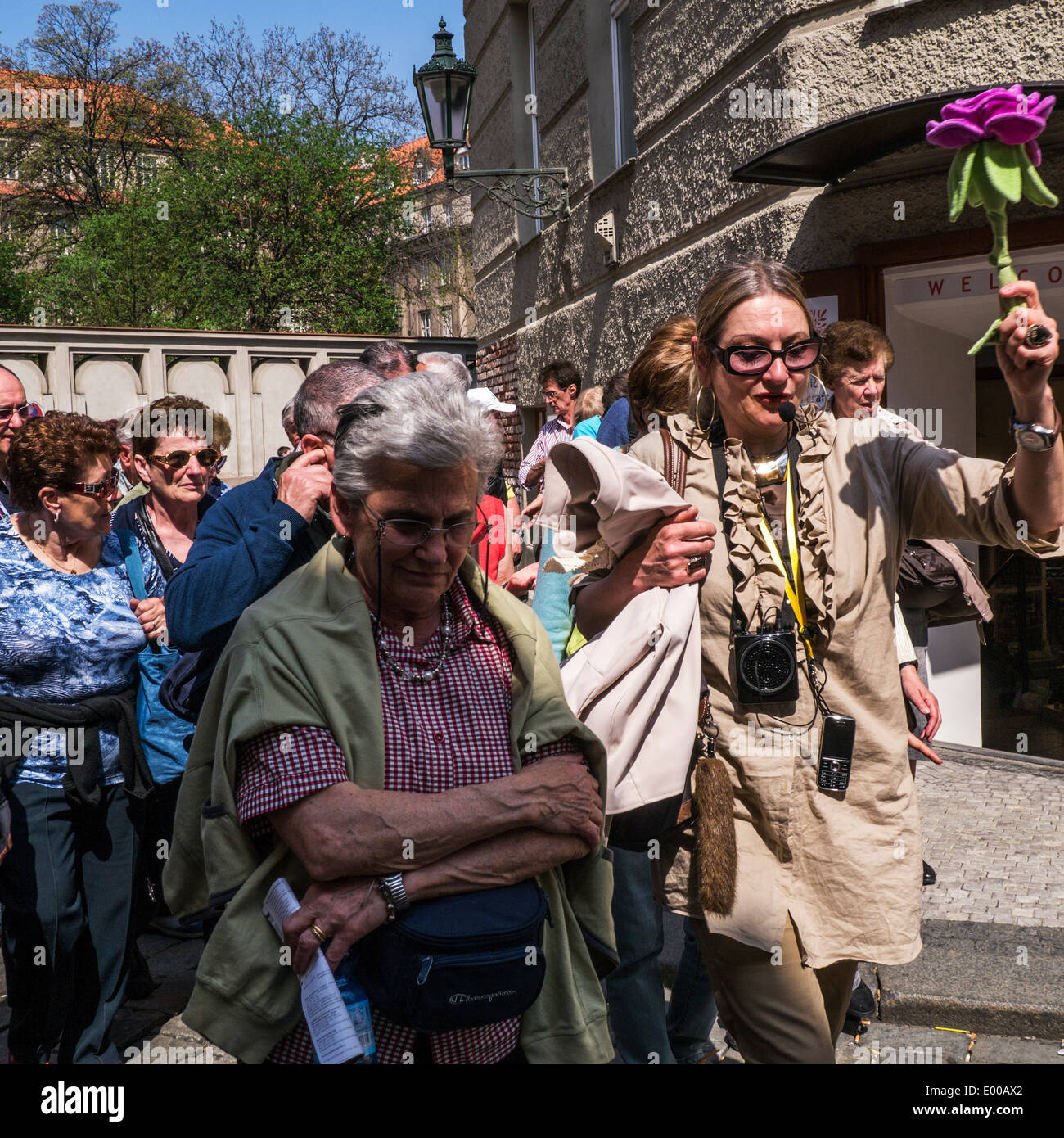 Foreign tourists in Prague Stock Photo