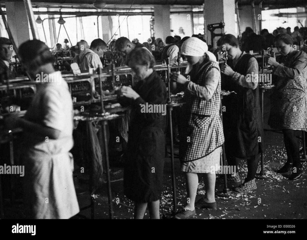 Workers in the Bata shoe factory, 1930 Stock Photo