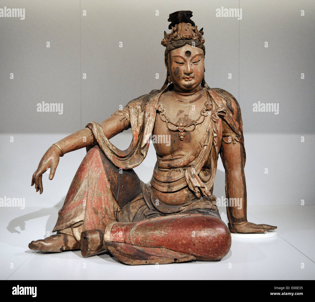 Buddhist deity Guanyin. 12th century. Painted and gilded wood. Shanxin, China. Rijksmuseum. Amsterdam. Holland. Stock Photo
