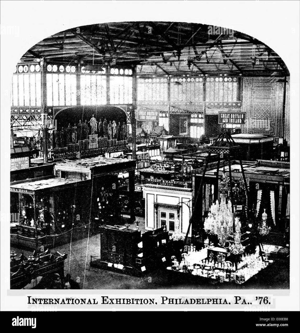 Centennial International Exhibition, Philadelphia Pennsylvania, 1876 - Exhibit Hall Stock Photo