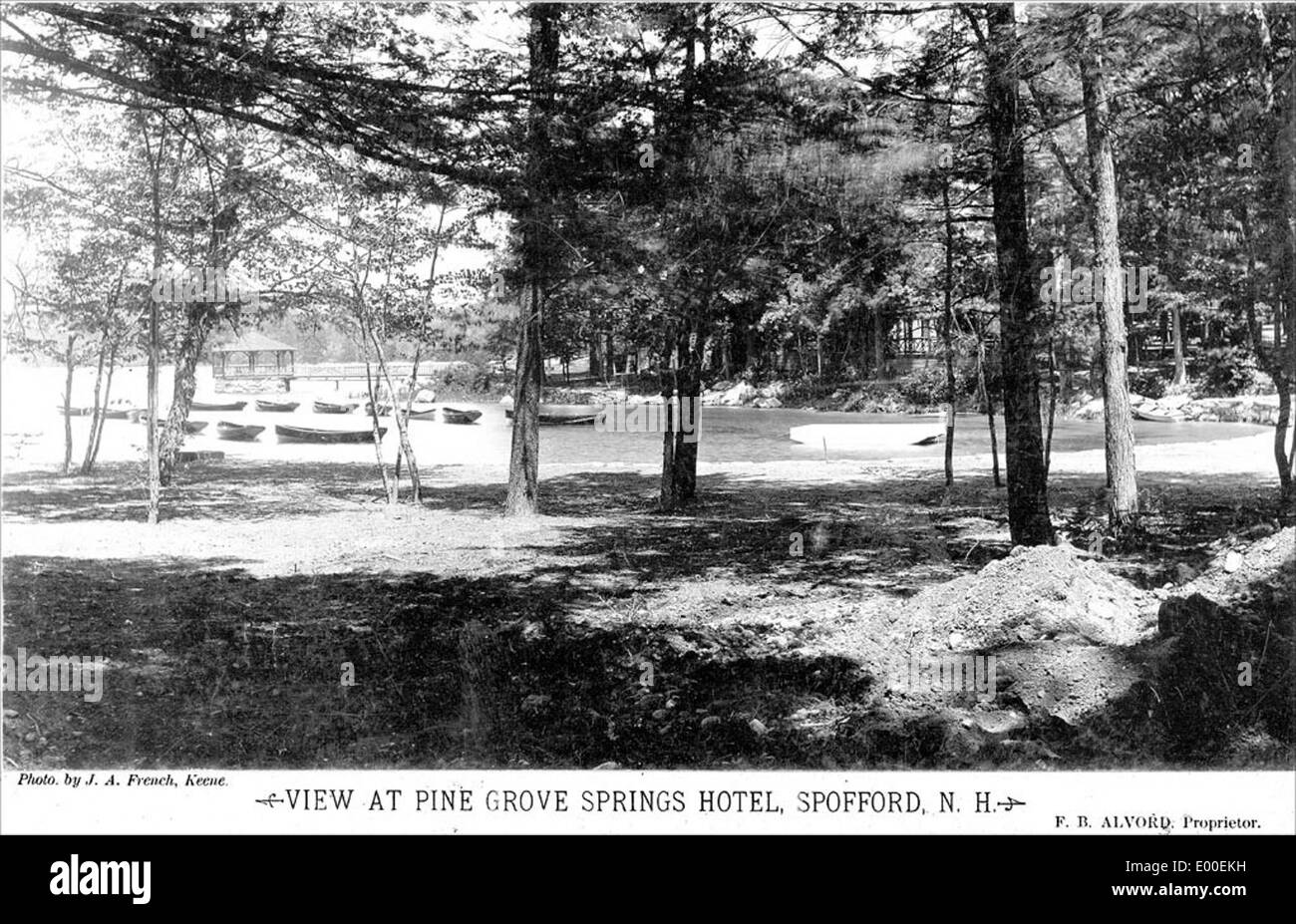 Pine Grove Springs Hotel on Spofford Lake in Chesterfield, New Hampshire Stock Photo