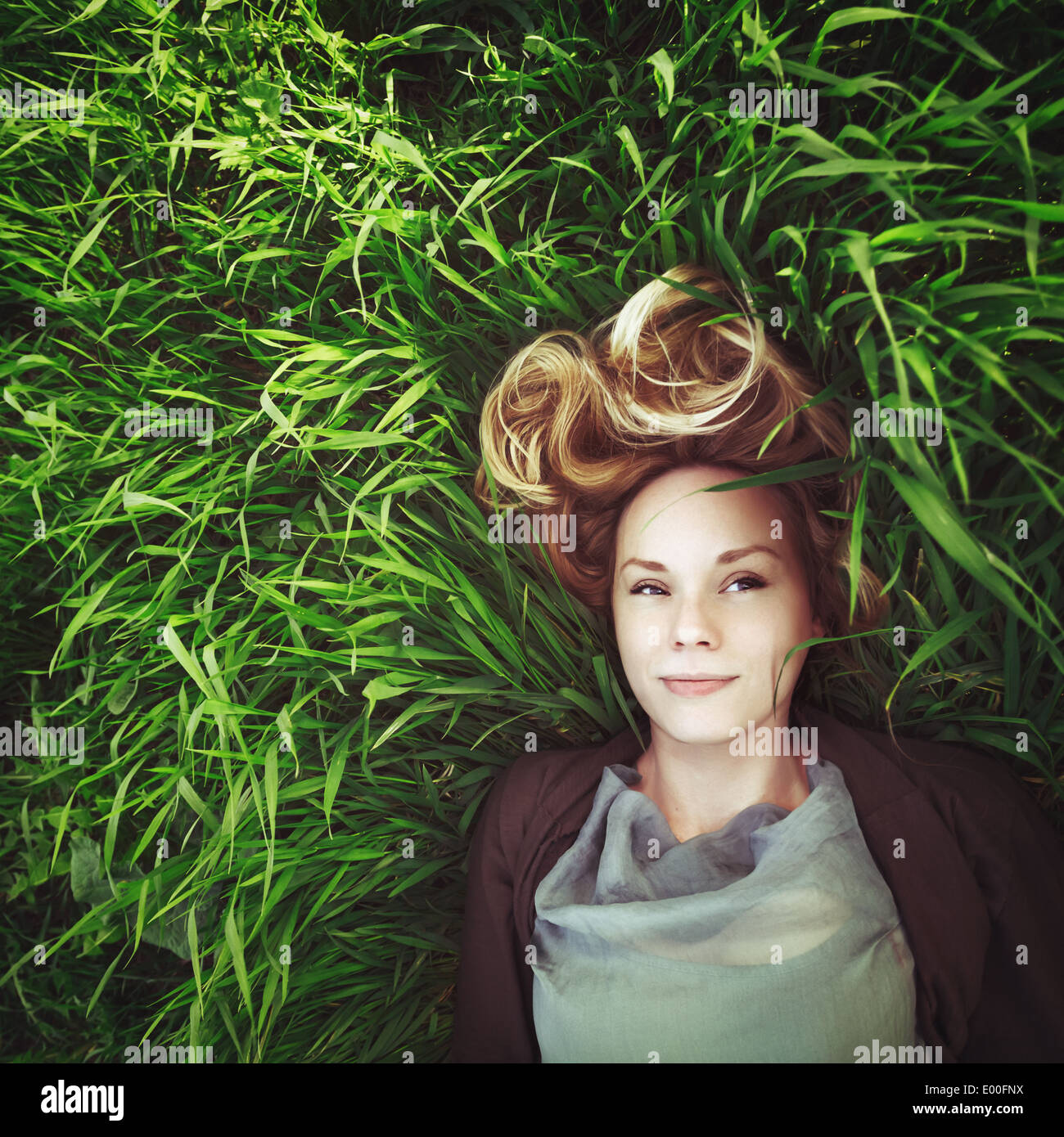 Beautiful Young Meditative Woman In The Grass Instagram Retro