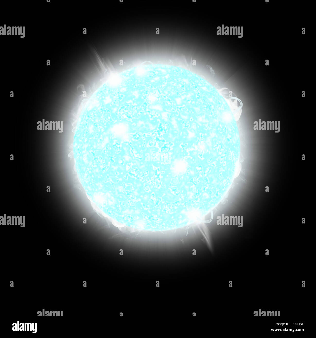 An artist's depiction of a blue dwarf star. Stock Photo