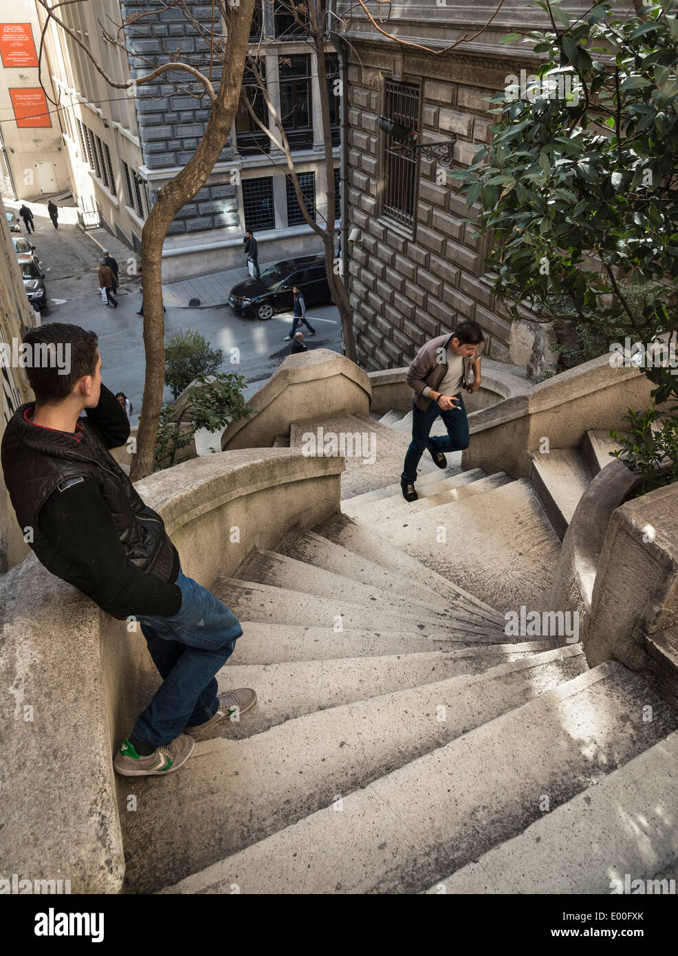 The Camondo stairs on Bankalar Caddesi, Karakoy, Beyoglu, Isyanbul, Turkey. Stock Photo