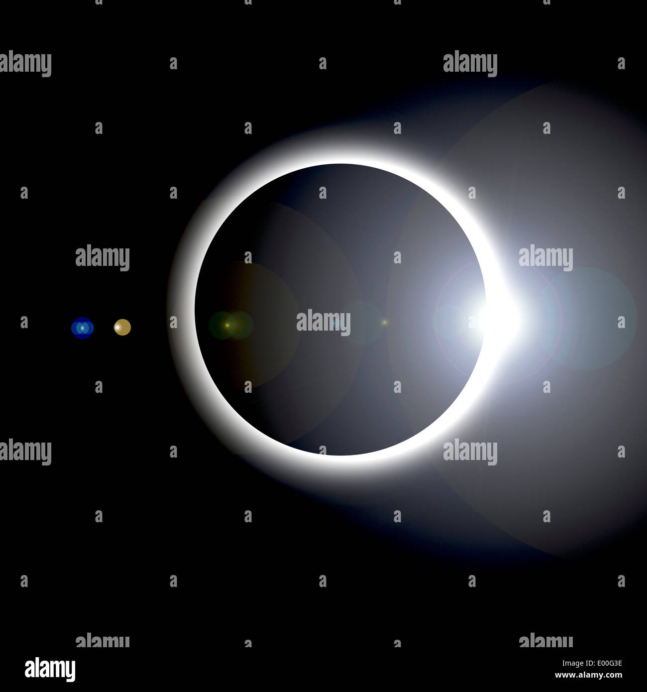 An artist's depiction of a solar eclipse. Stock Photo