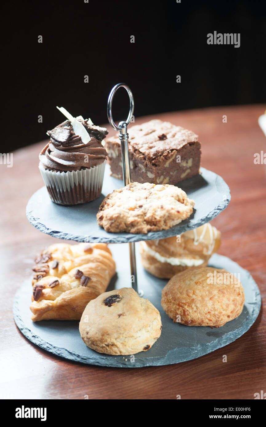 Cakes on a tray. Afternoon tea. Tea cakes Stock Photo Alamy