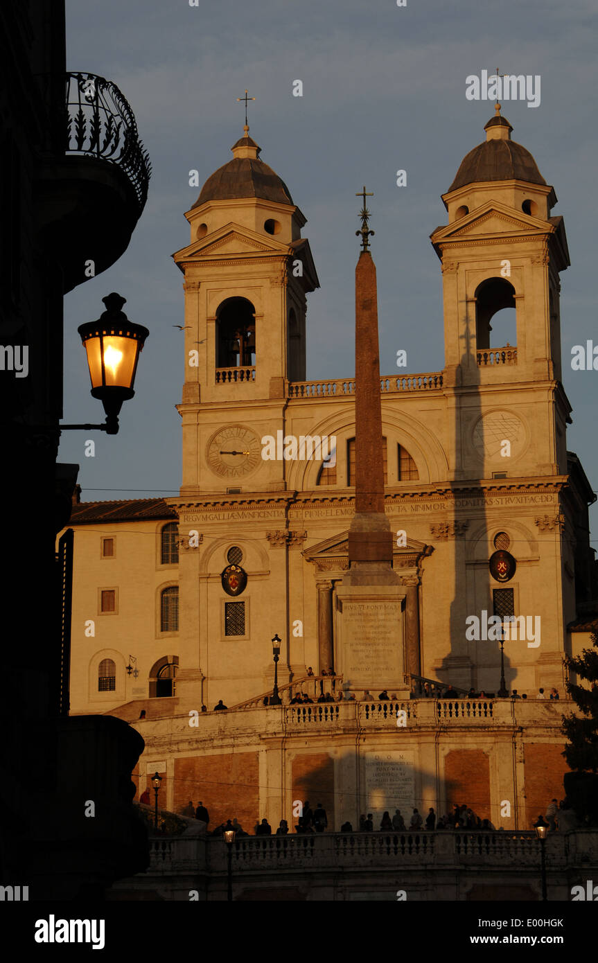 Italy. Rome. The church of the Santissima Trinita dei Monti. Façade ...