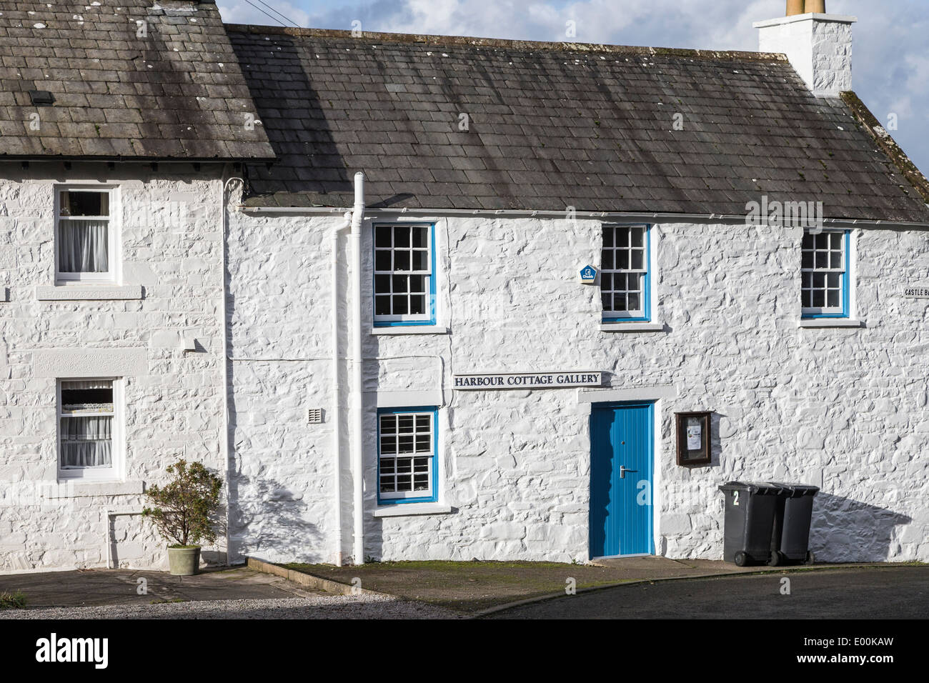 Whitewashed cottages in Kirkcudbright in Scotland. Stock Photo