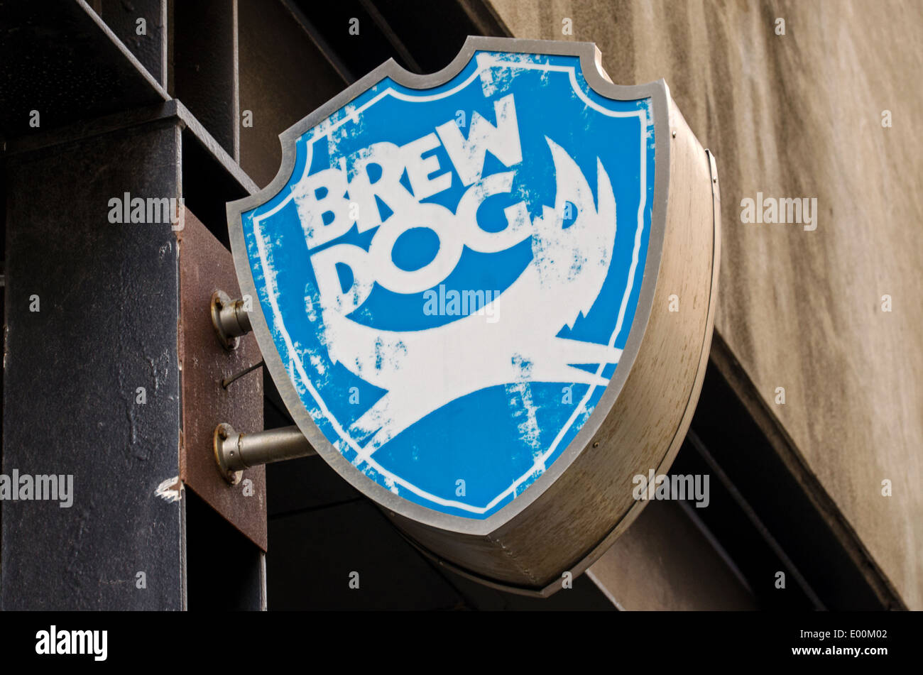 BrewDog pub sign in the Cowgate area of Edinburgh's Old Town. Stock Photo