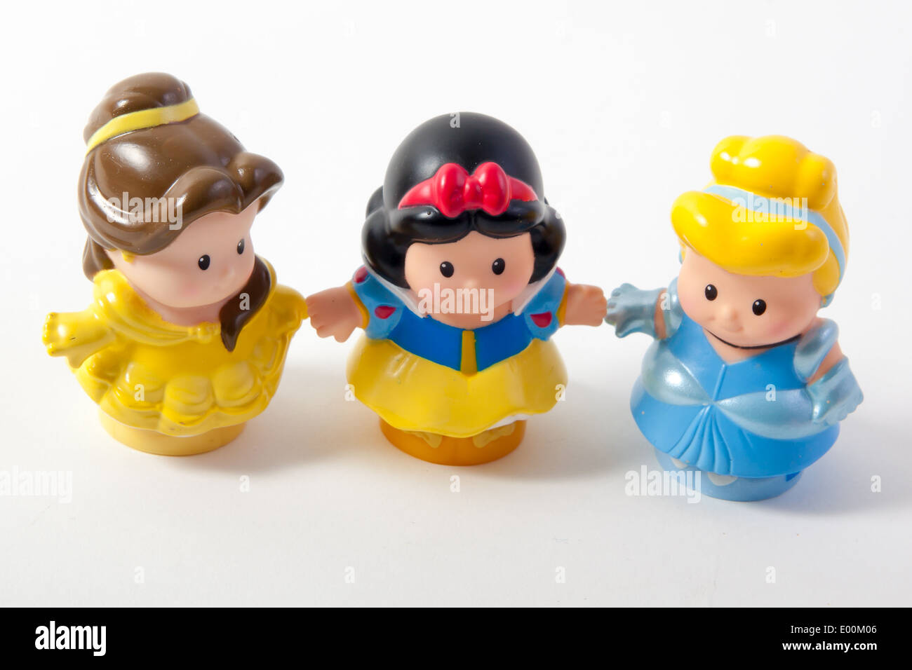 The Fisher Price Little People brand of toys featuring the Disney princess Snow White, Cinderella and Belle Beauty and the Beast Stock Photo