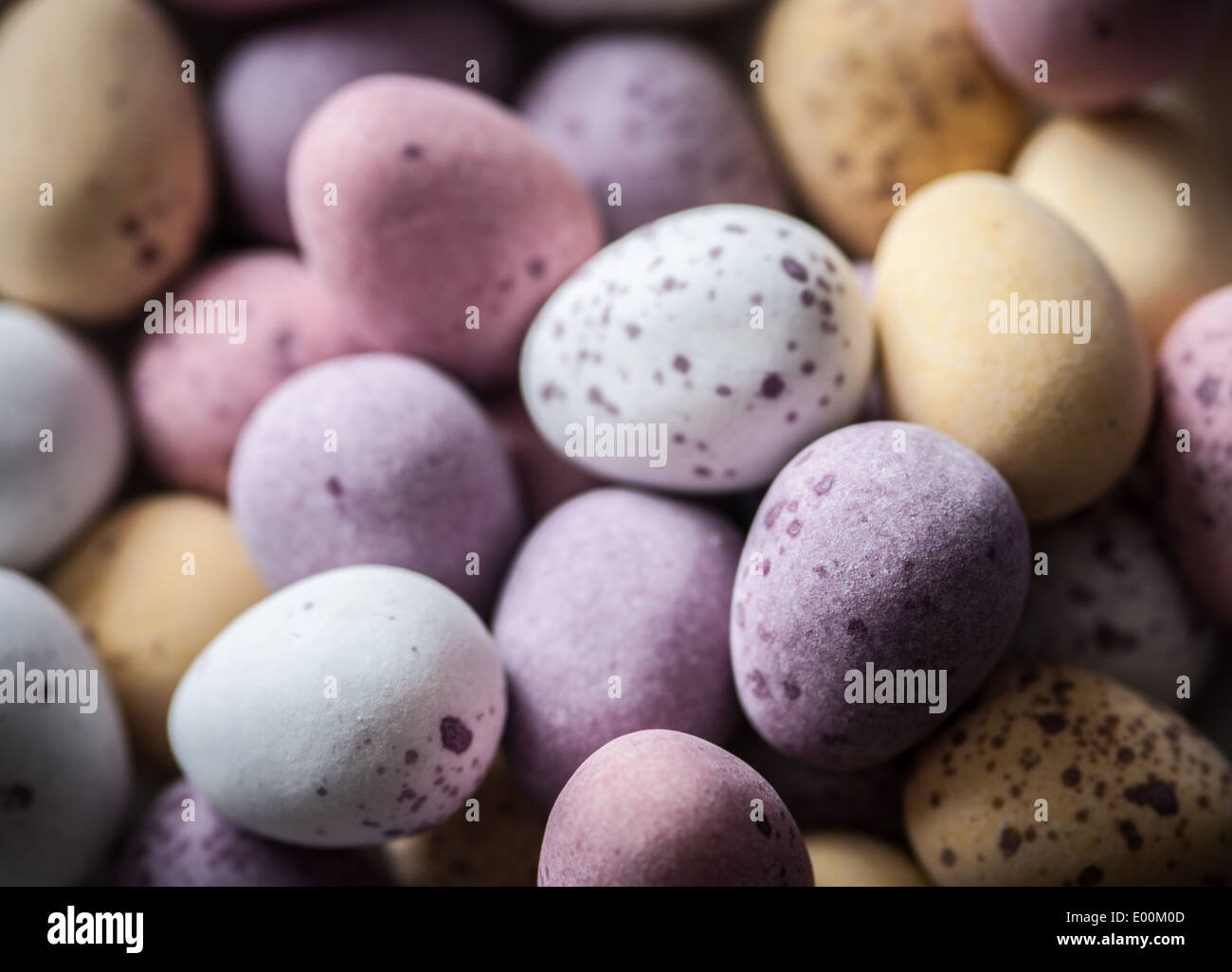 Speckled candy coated Easter eggs Stock Photo