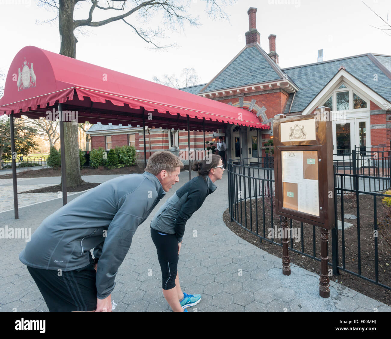 Central Park Runners Stop By To Inspect The Menu Of The Newly