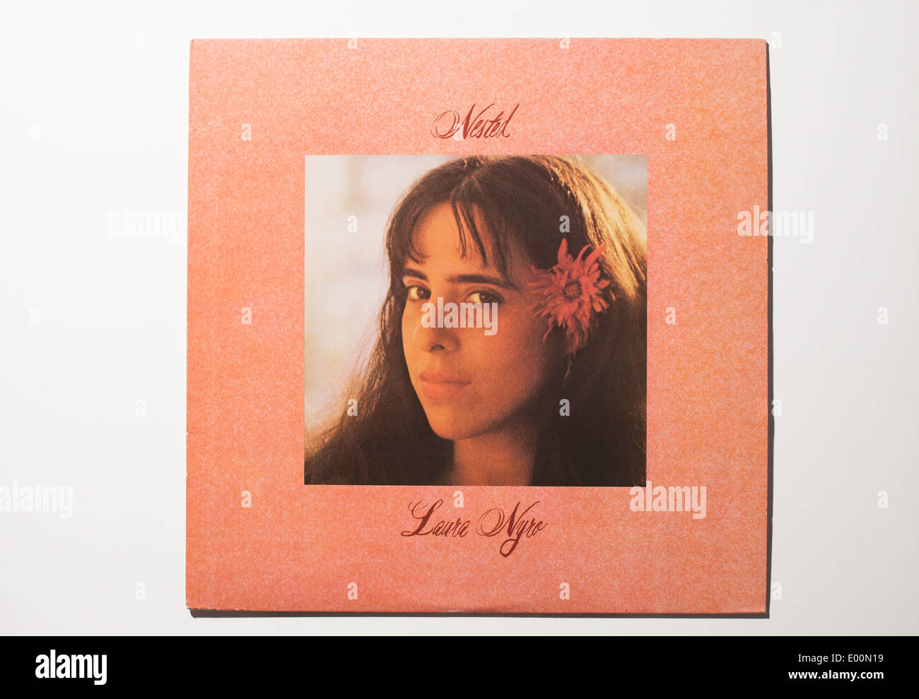 Vintage album cover and record of Laura Nyro's Nested on Columbia Records, 1976. Stock Photo