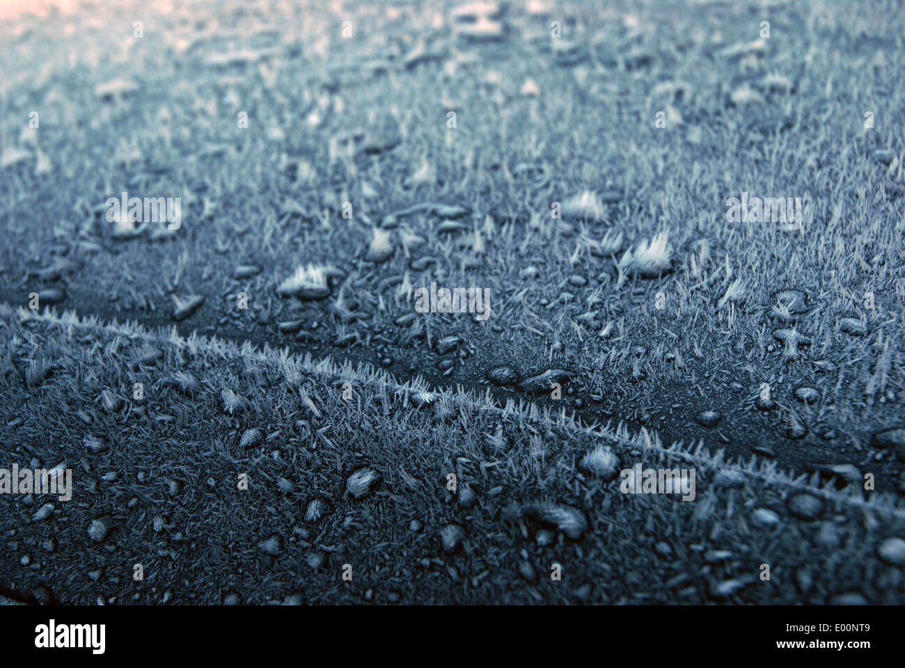 Ice on a car, Henfield, West Sussex, GB. Stock Photo