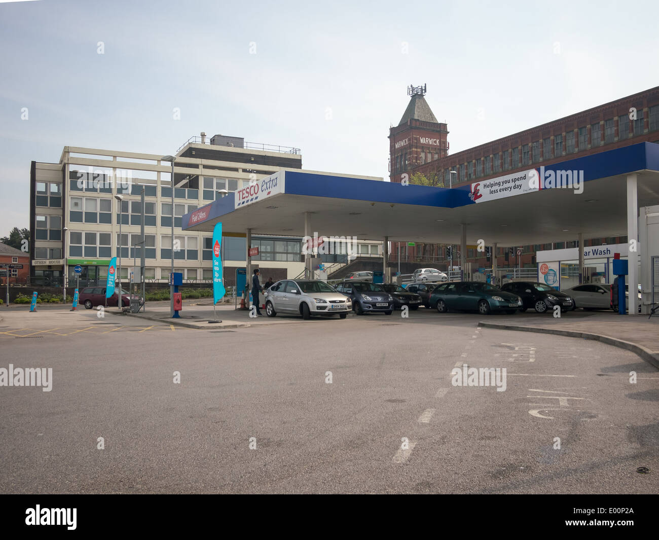 A Tesco express petrol station in the town of Middleton in Greater Manchester Stock Photo