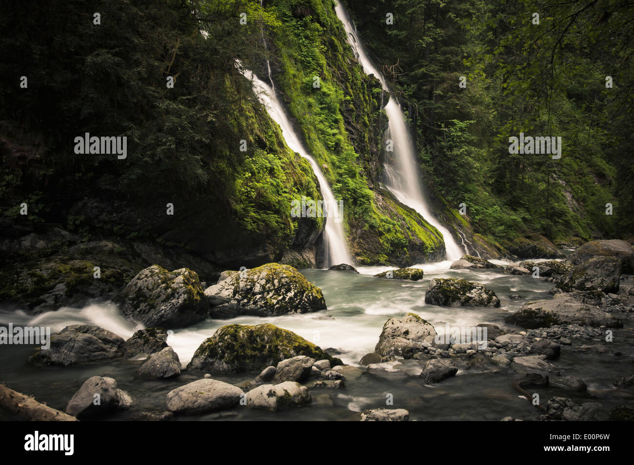 Waterfall alongside the Boulder River, Boulder River Wilderness, Mount Baker-Snoqualmie National Forest, Washington, USA Stock Photo