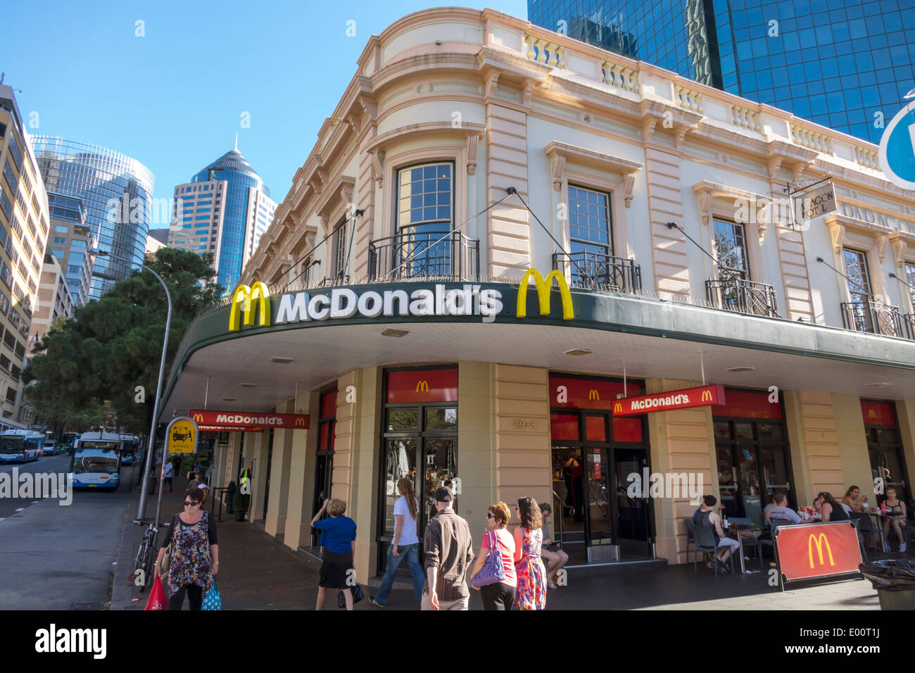 Sydney Australia,Circular Quay,McDonald's,burgers,hamburgers,restaurant restaurants food dining cafe cafes,fast food,entrance,building,AU140308265 Stock Photo