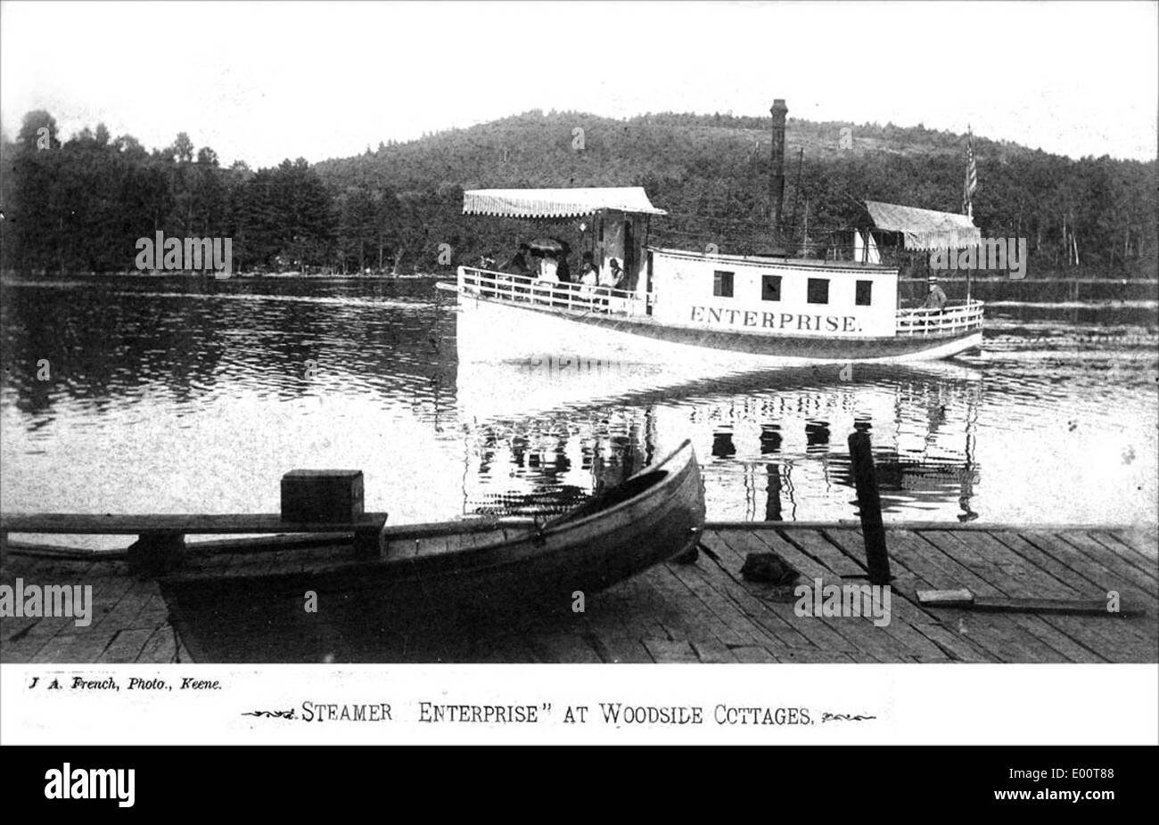 Steamer 'Enterprise' on Spofford Lake, Chesterfield New Hampshire Stock Photo