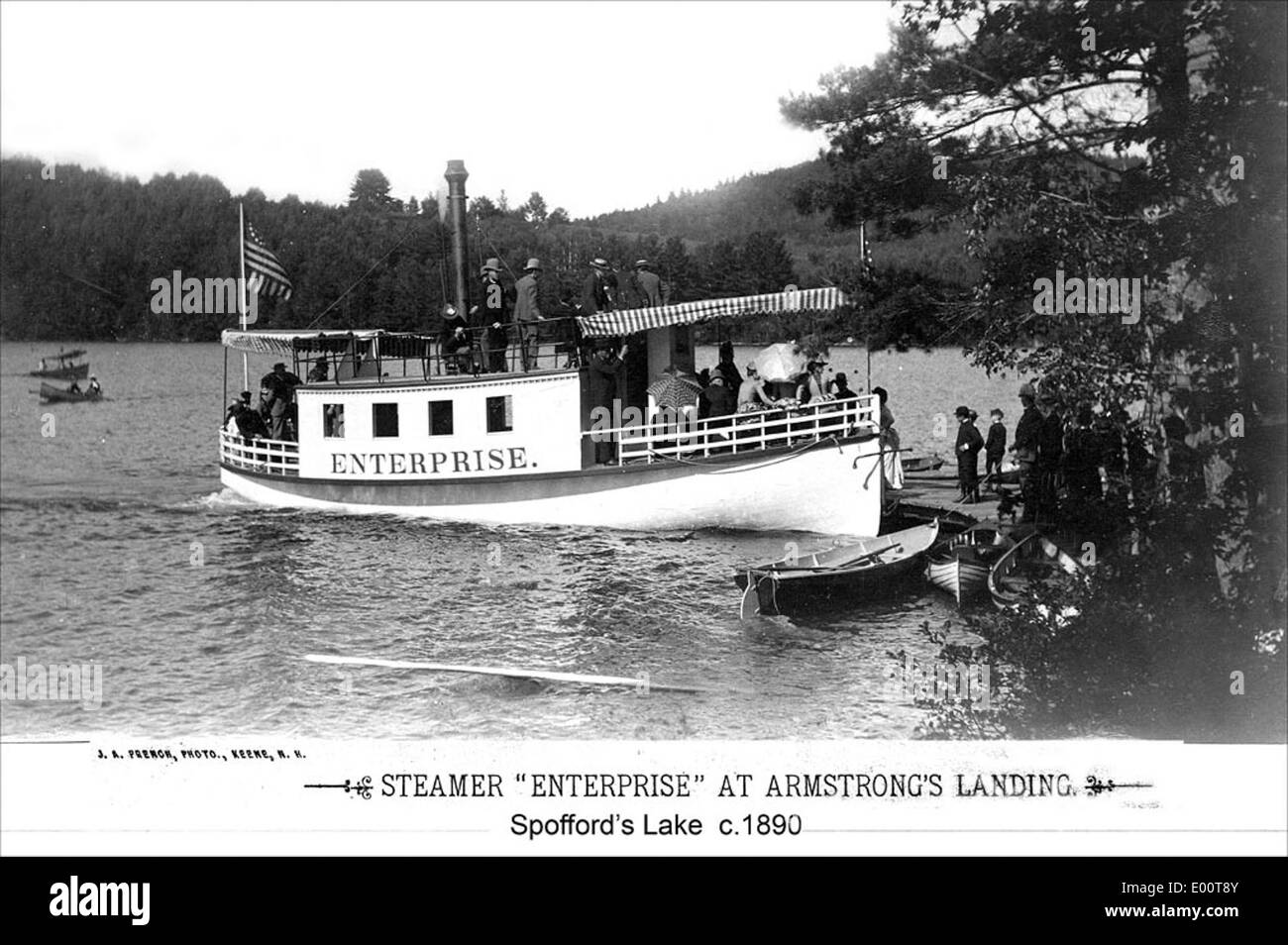 Steamer 'Enterprise' on Spofford Lake, Chesterfield New Hampshire Stock Photo