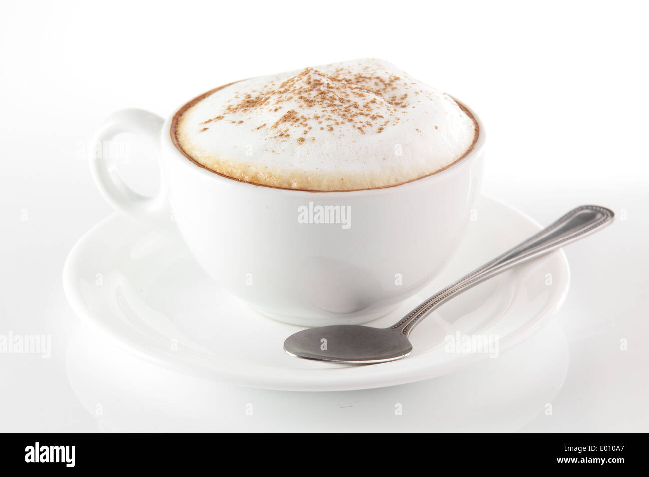 white cup of coffee on white background Stock Photo