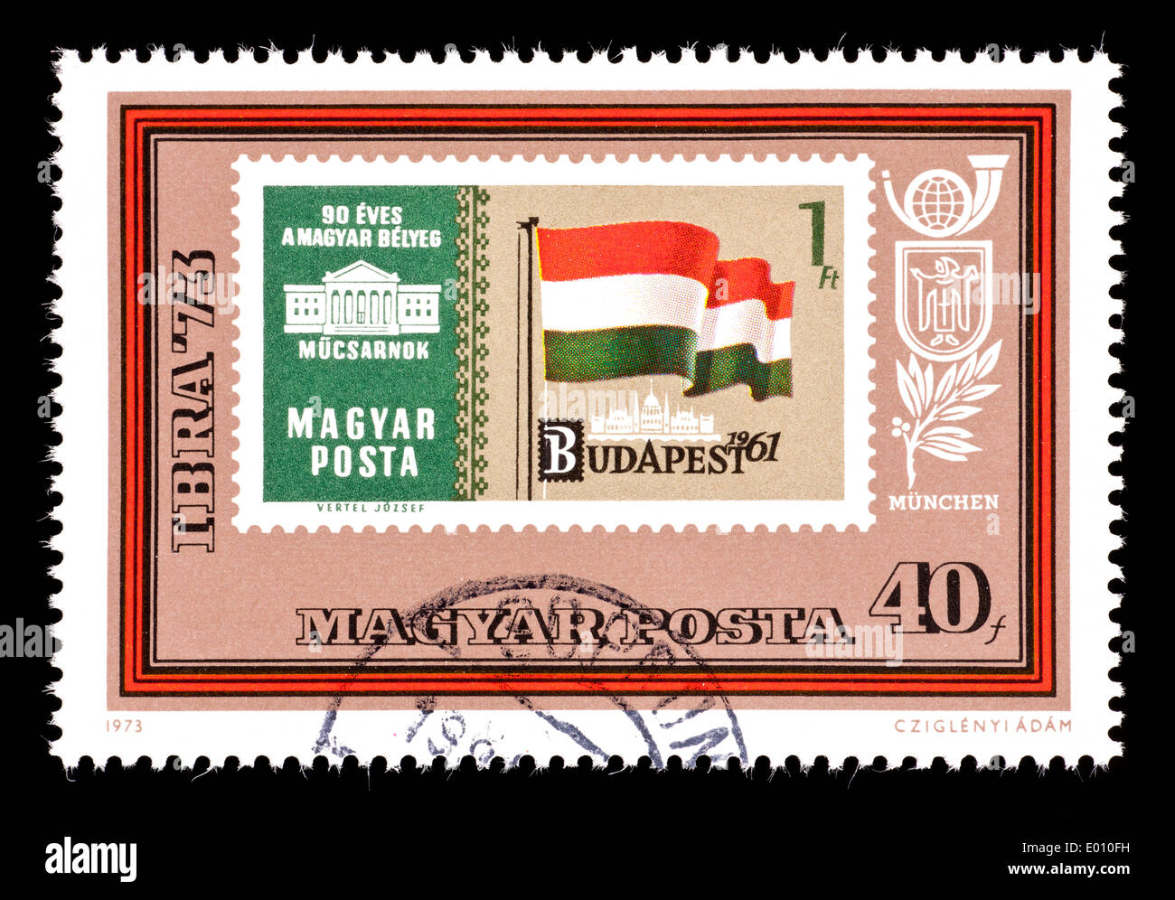 Postage stamp from Hungary depicting a Hungarian postage stamp, issued
