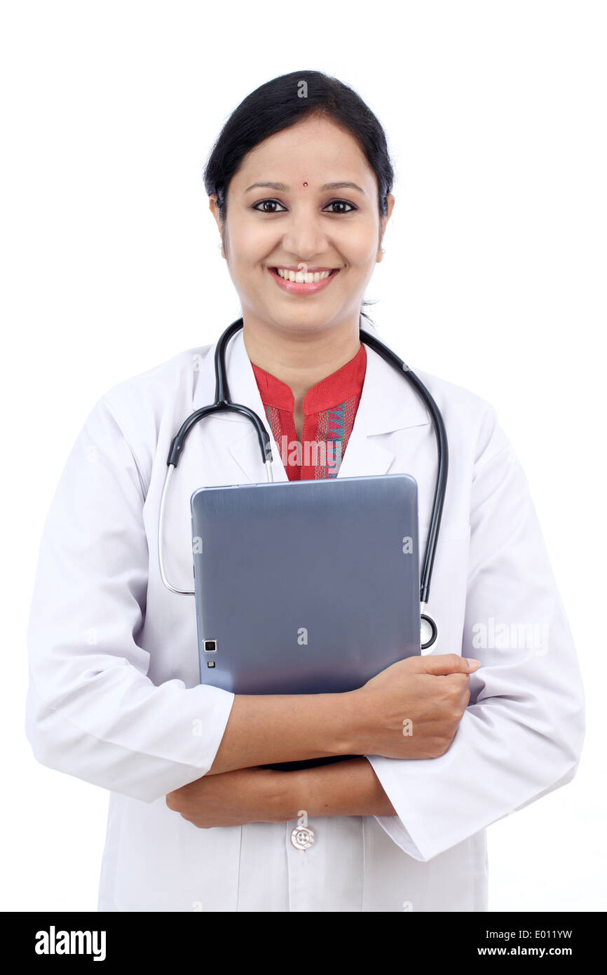Indian female doctor against white hi-res stock photography and images ...